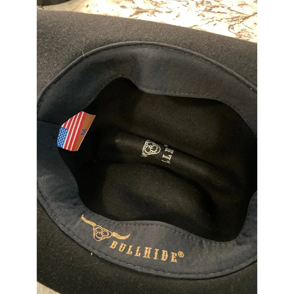 Bullhide Cowboy Hat Kids Medium Black Felt Horse Concho Western Americana USA